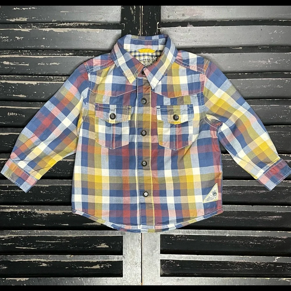 GENUINE KIDS from OSH KOSH Plaid Long Sleeve Snap Up Shirt